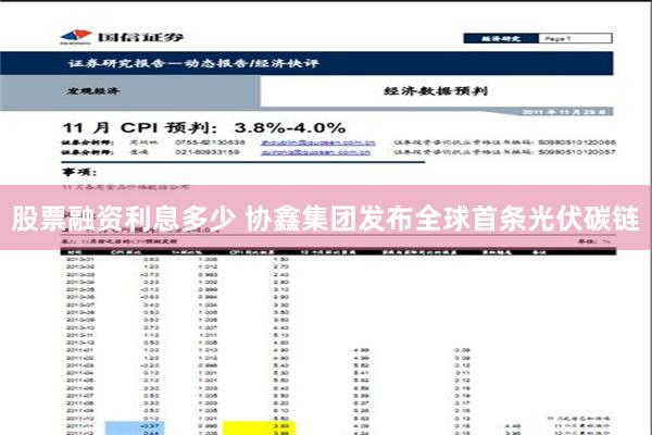 股票融资利息多少 协鑫集团发布全球首条光伏碳链