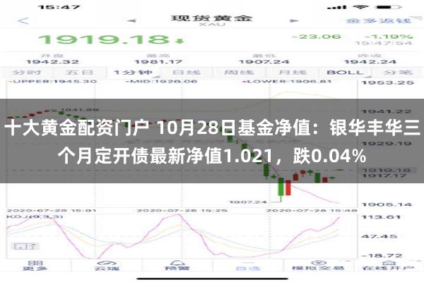 十大黄金配资门户 10月28日基金净值：银华丰华三个月定开债最新净值1.021，跌0.04%